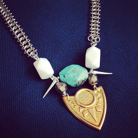 Warrior Shield Necklace (Turquoise)